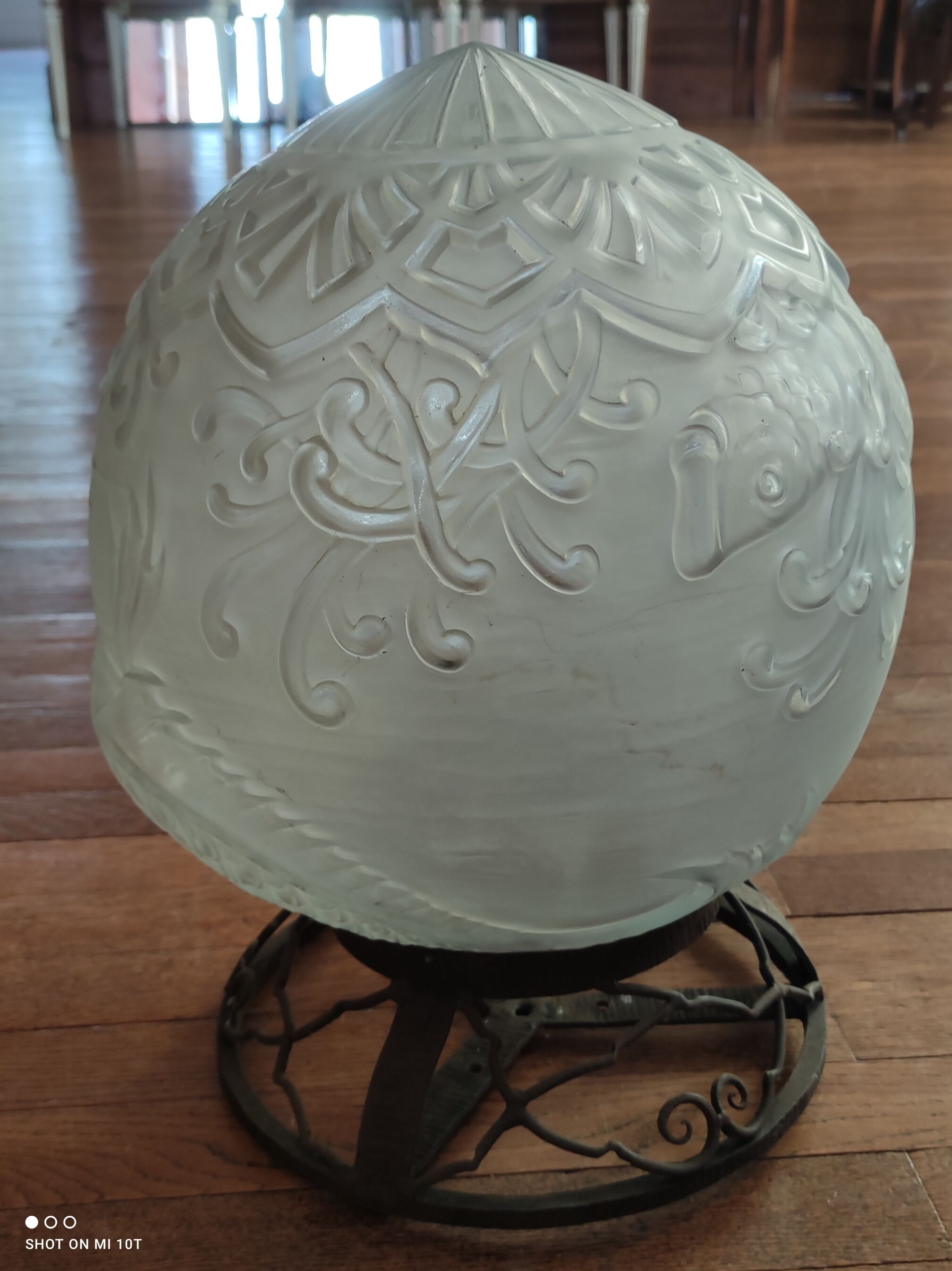 Globe suspension Art Déco/décor poisson