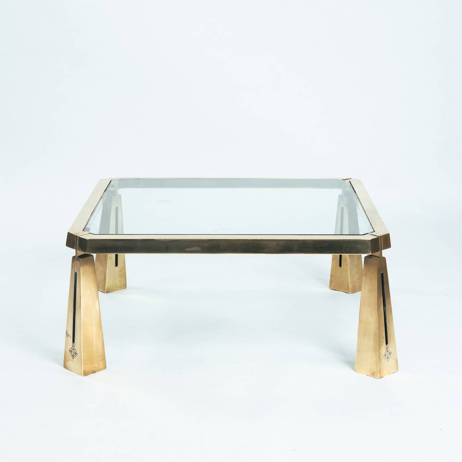 Peter Ghyczy square coffeetable brass glass table, the netherlands