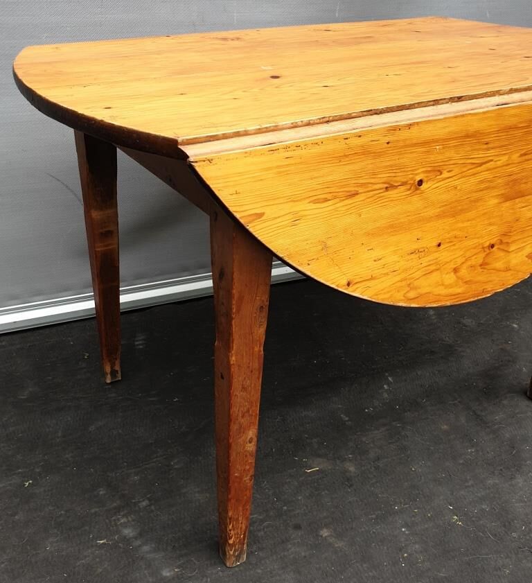 Table pitchpin miel à 2 volets guéridon bistrot vintage