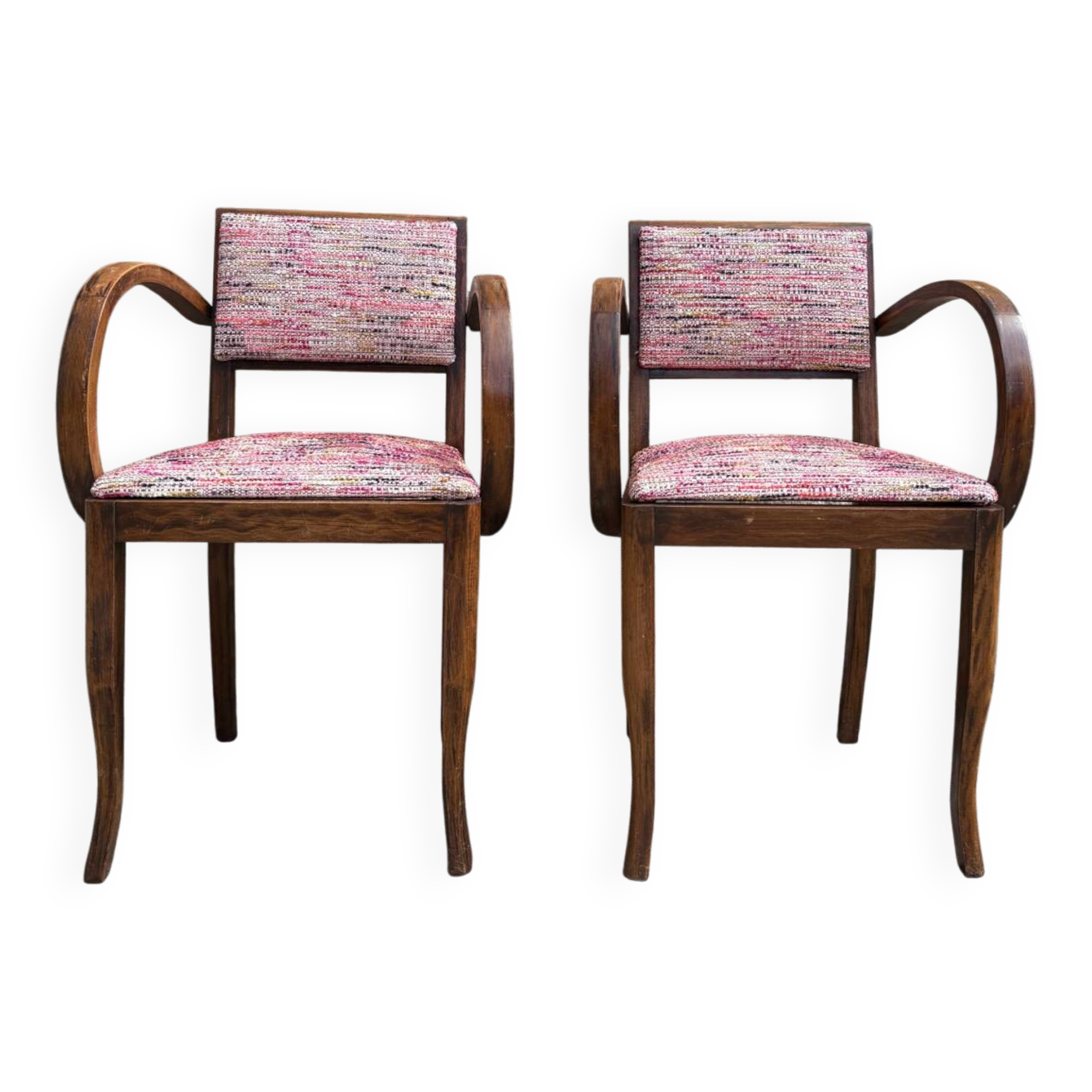 Paire de fauteuil annees 60 bridge tissu nobilis