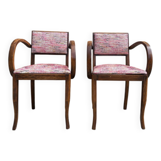 Pair of 60s bridge armchairs in Nobilis fabric