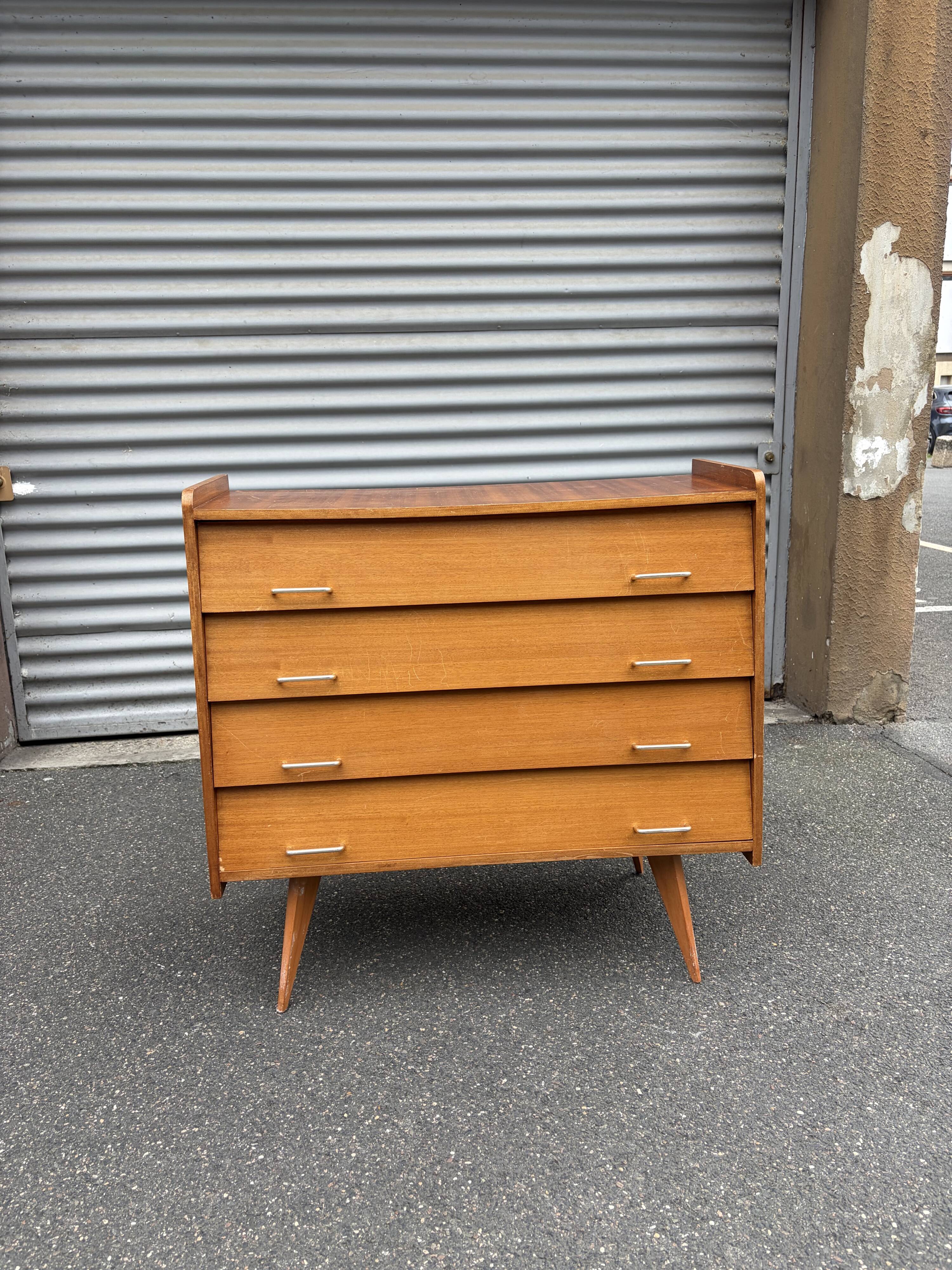 Vintage chest of drawers 1960s | scandinavian design | compass legs | 4 drawers
