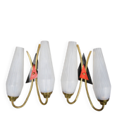 1950-60 pair of wall sconces in the style of Maison Arlus and Lunel.