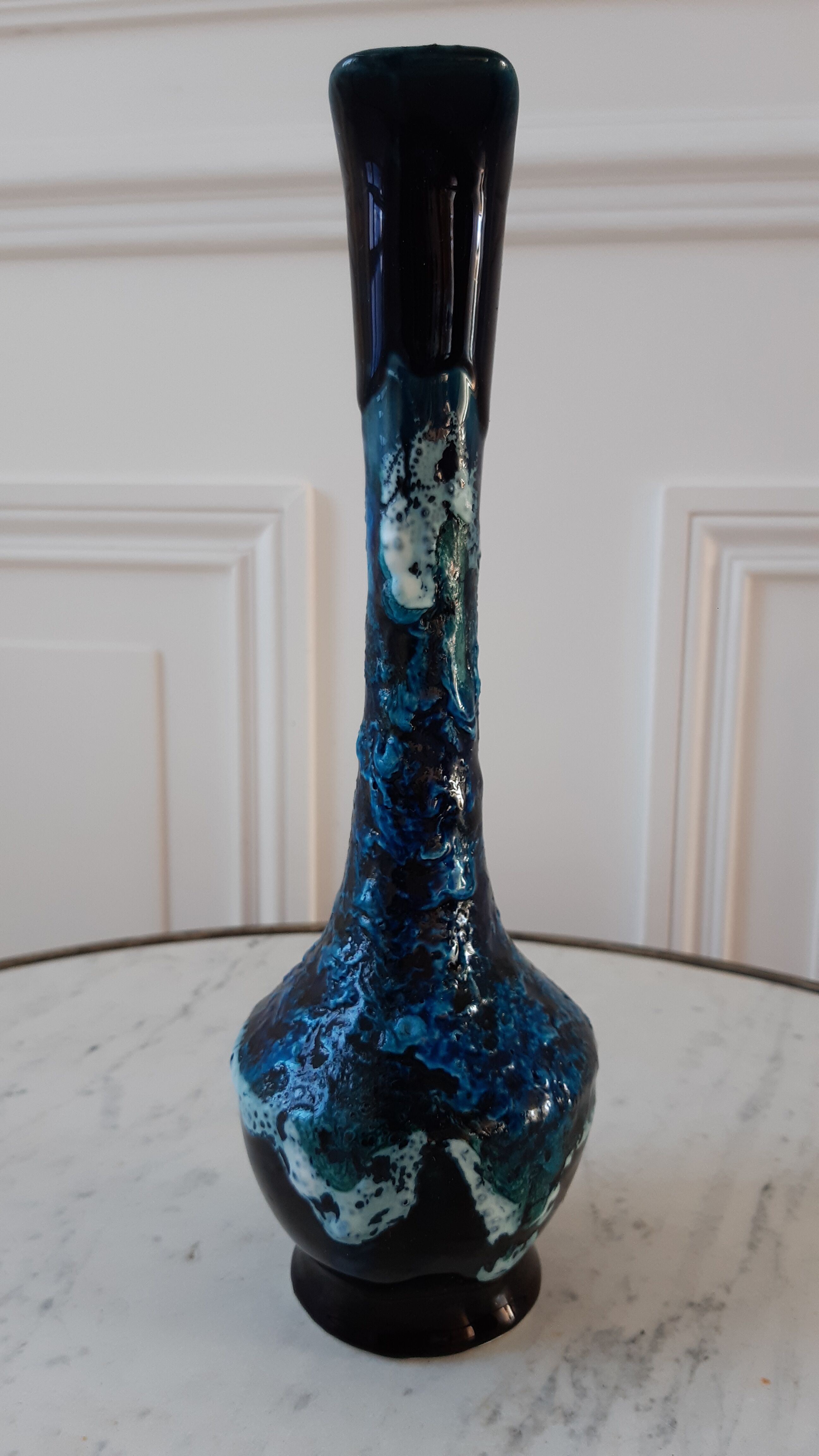 Fat Lava blue ceramic vase 60s