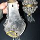 Pair of vintage lamps: wall lights with gold trim and cut crystal.