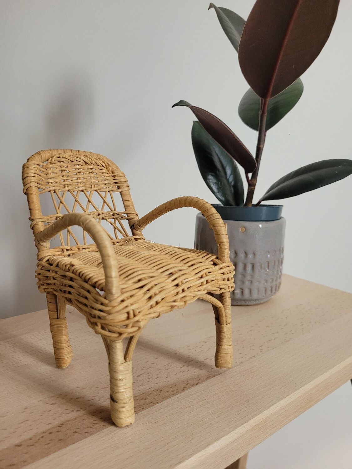 Rattan armchair for dollhouse