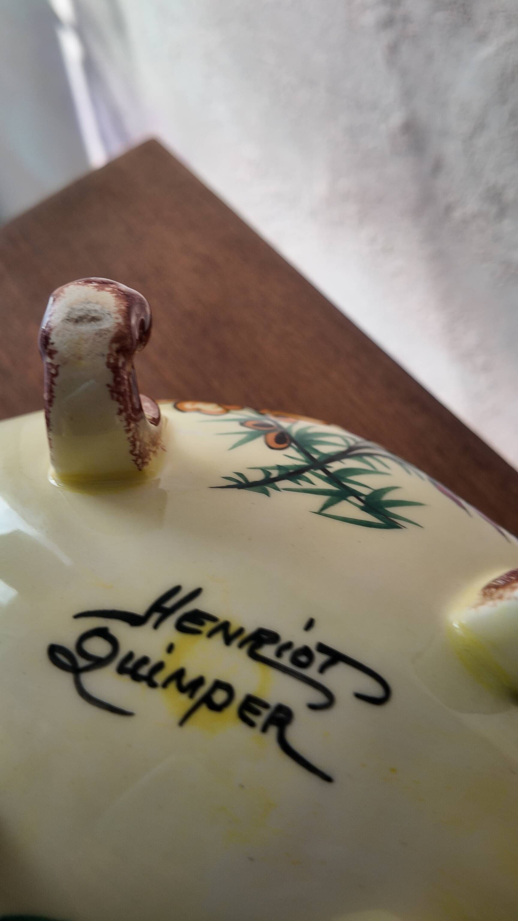 Antique Henriot Quimper Soup Tureen in Faience