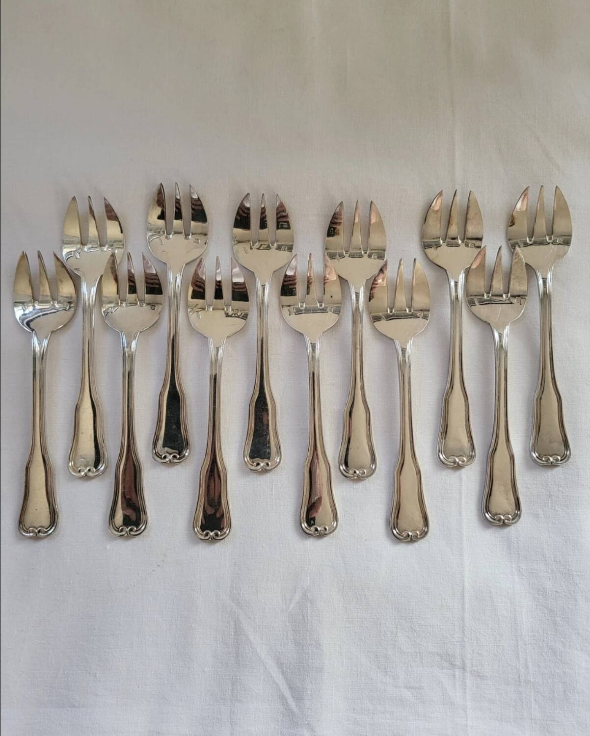 12 Silver-plated Oyster Forks from Ravinet d'Enfert