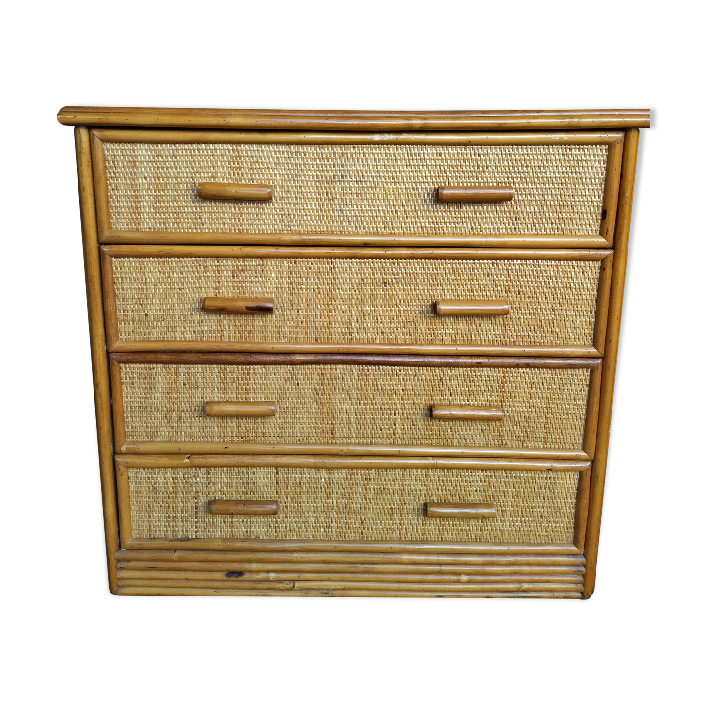 Small chest of drawers in rattan and bamboo