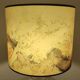 Vintage ceramic lamp signed & hand-painted silk shade 70s