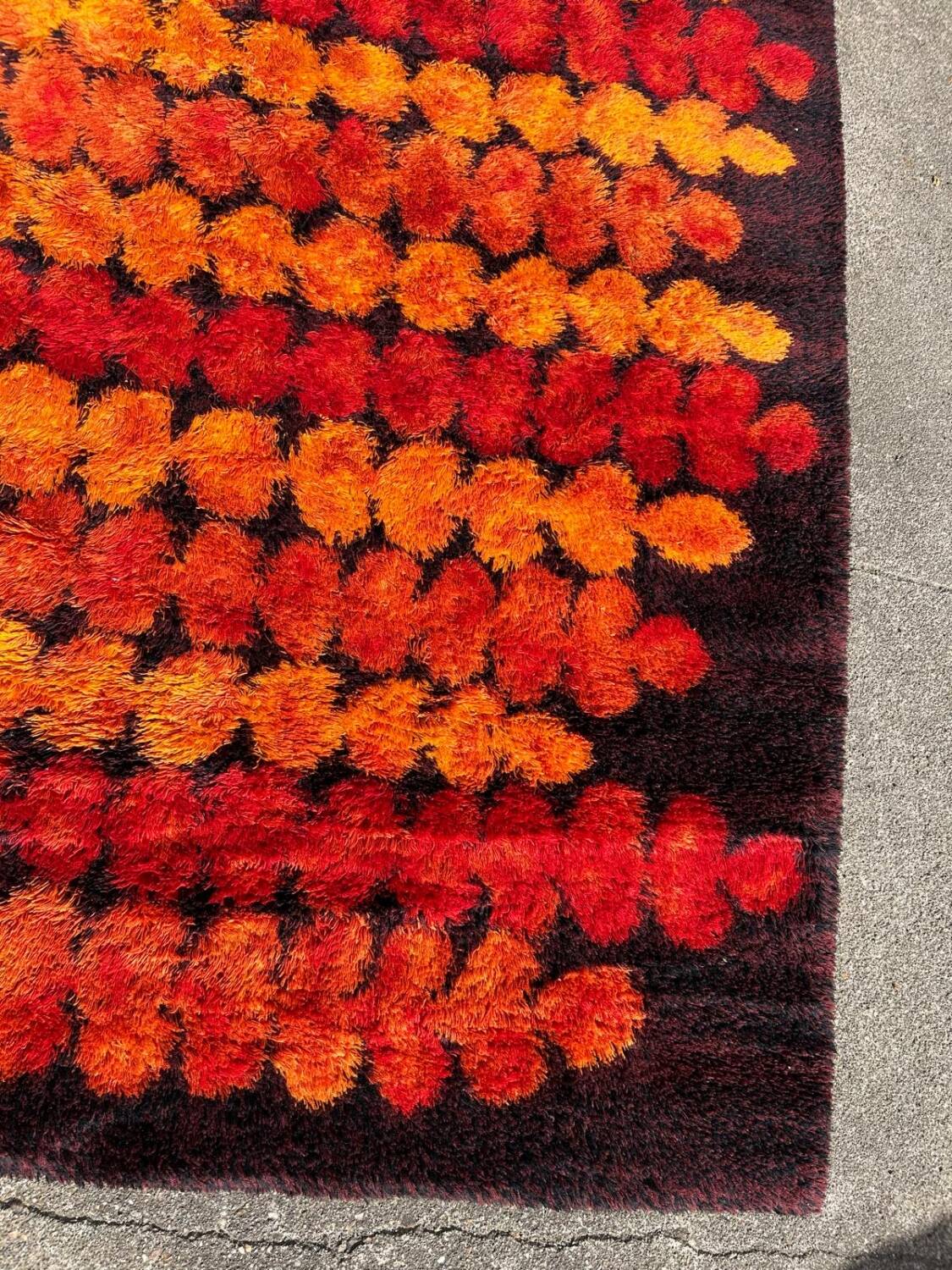 Large Vintage Scandinavian Space Age Wool Rug Circa 1970