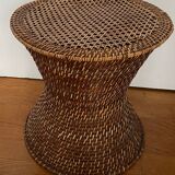 Rattan and cane side table