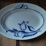 Plat ovale porcelaine fleur bleue St Amand dp 092282