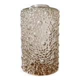 Cylindrical tulip in bubbled glass for suspension
