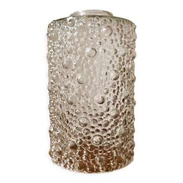 Cylindrical tulip in bubbled glass for suspension