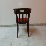 Chaise Baumann avec assise en cuir rouge