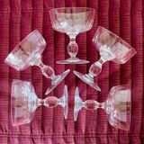 5 coupes à champagne en cristal