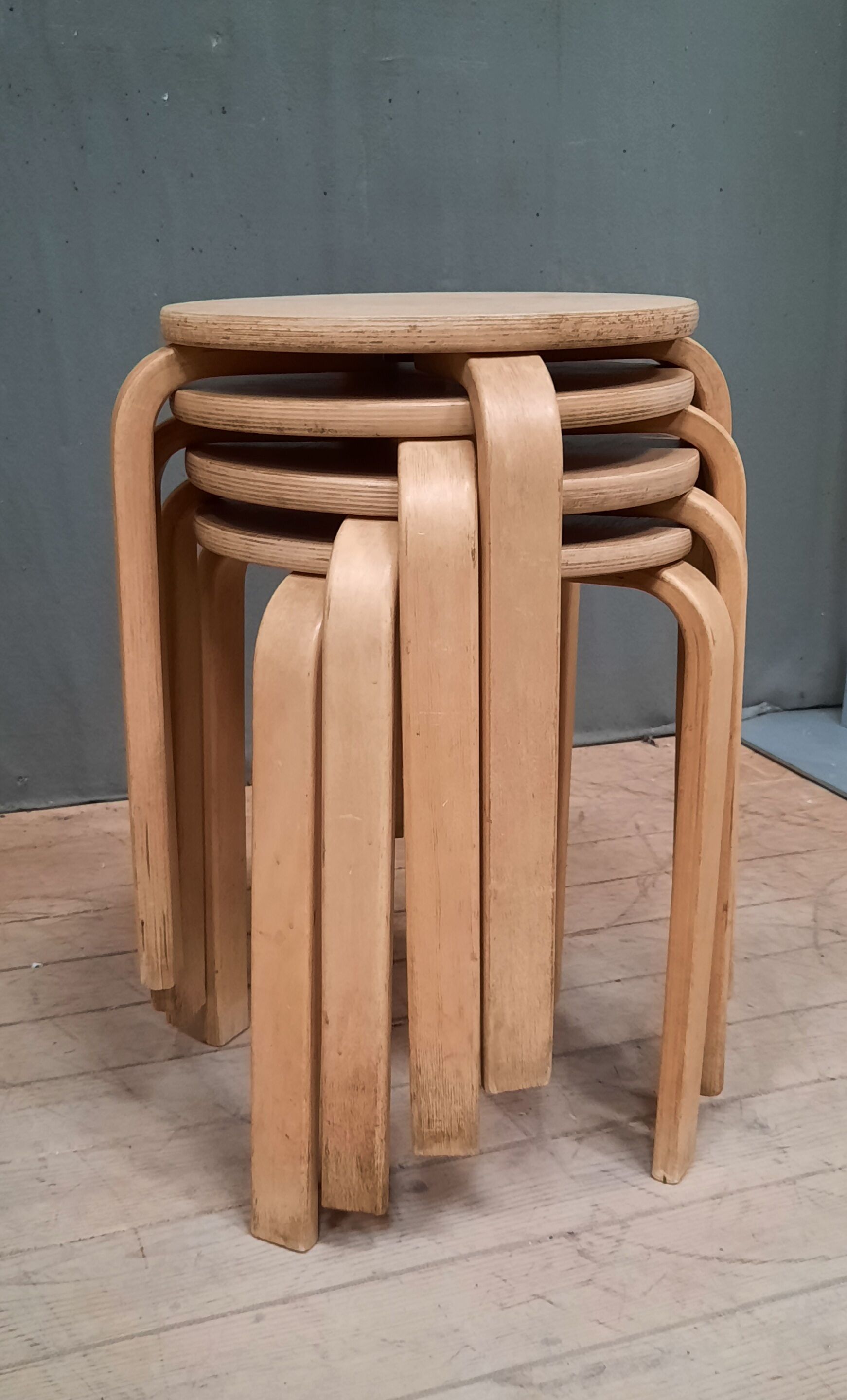 Series of 4 scandinavian stools
