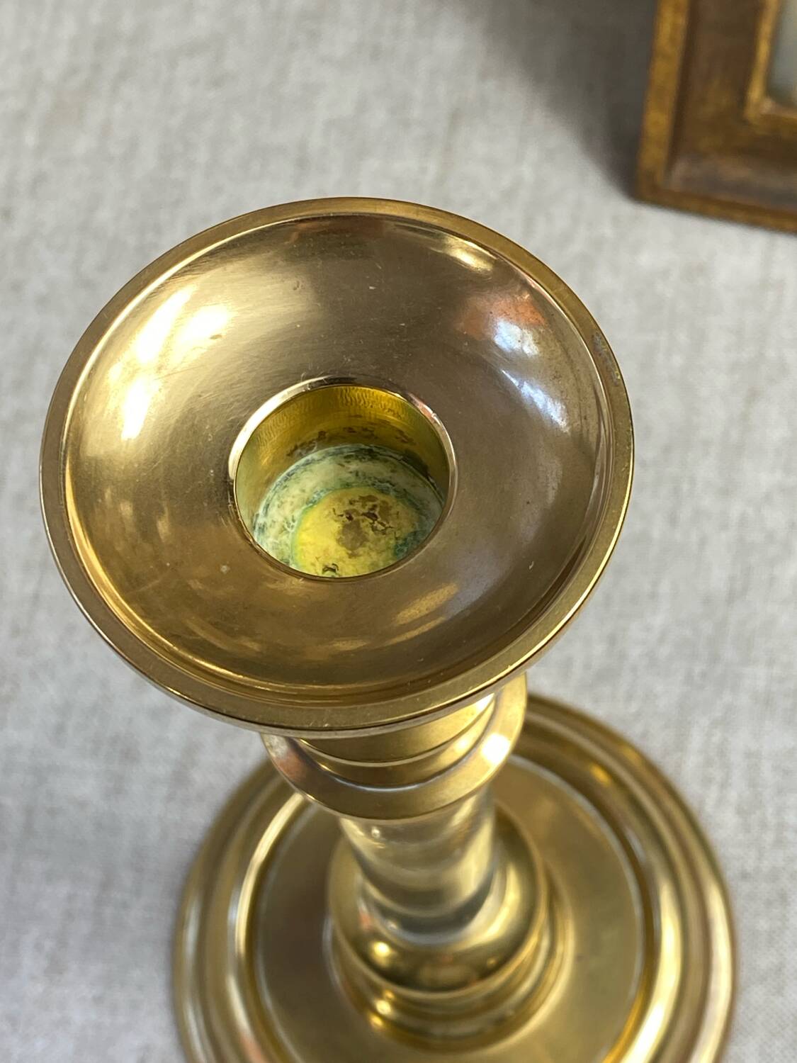 Brass and Lucite Candle Holder