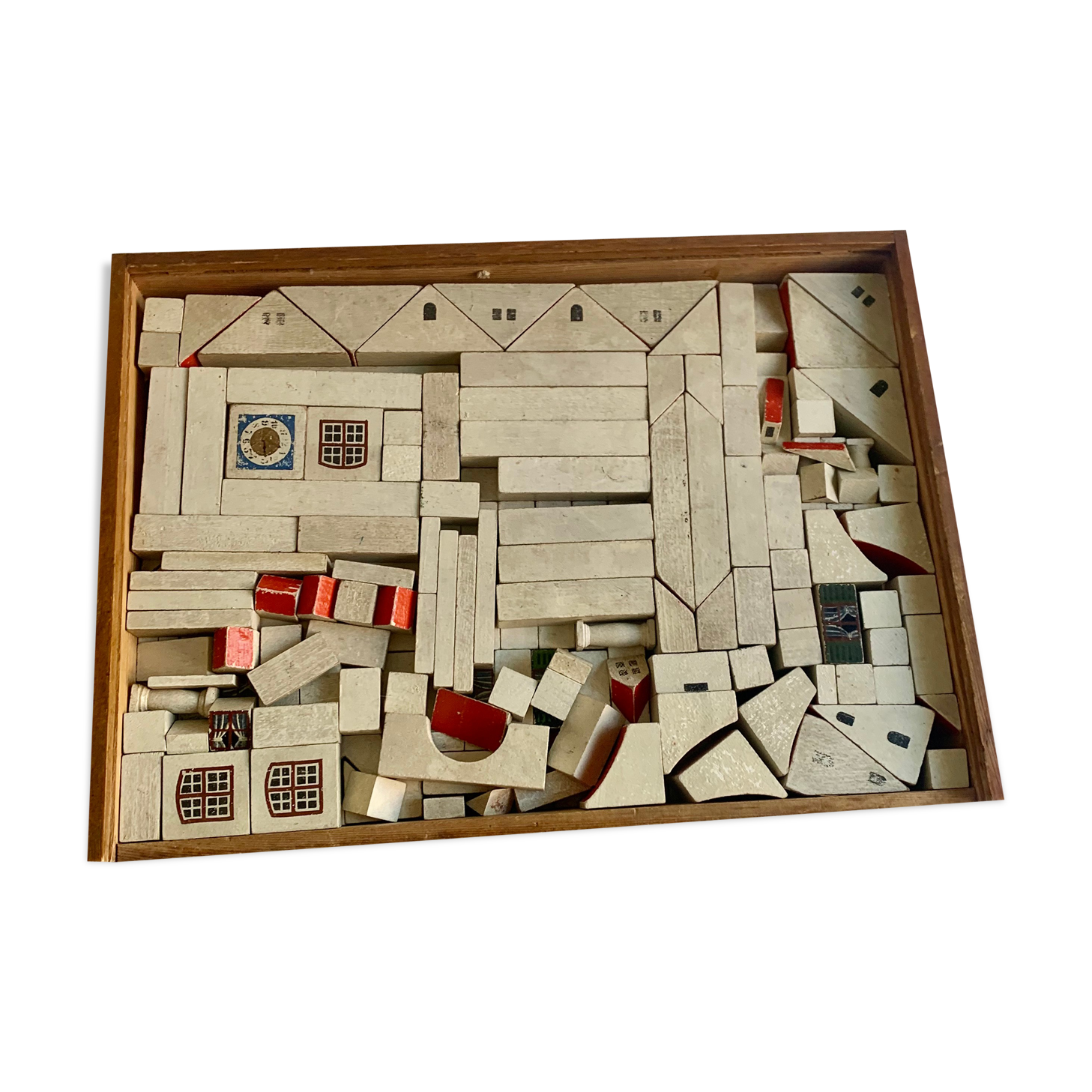 Antique  Hand Painted Wooden Block