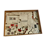 Antique  Hand Painted Wooden Block