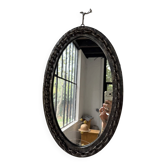 Miroir brutaliste ovale « chaine » 1950