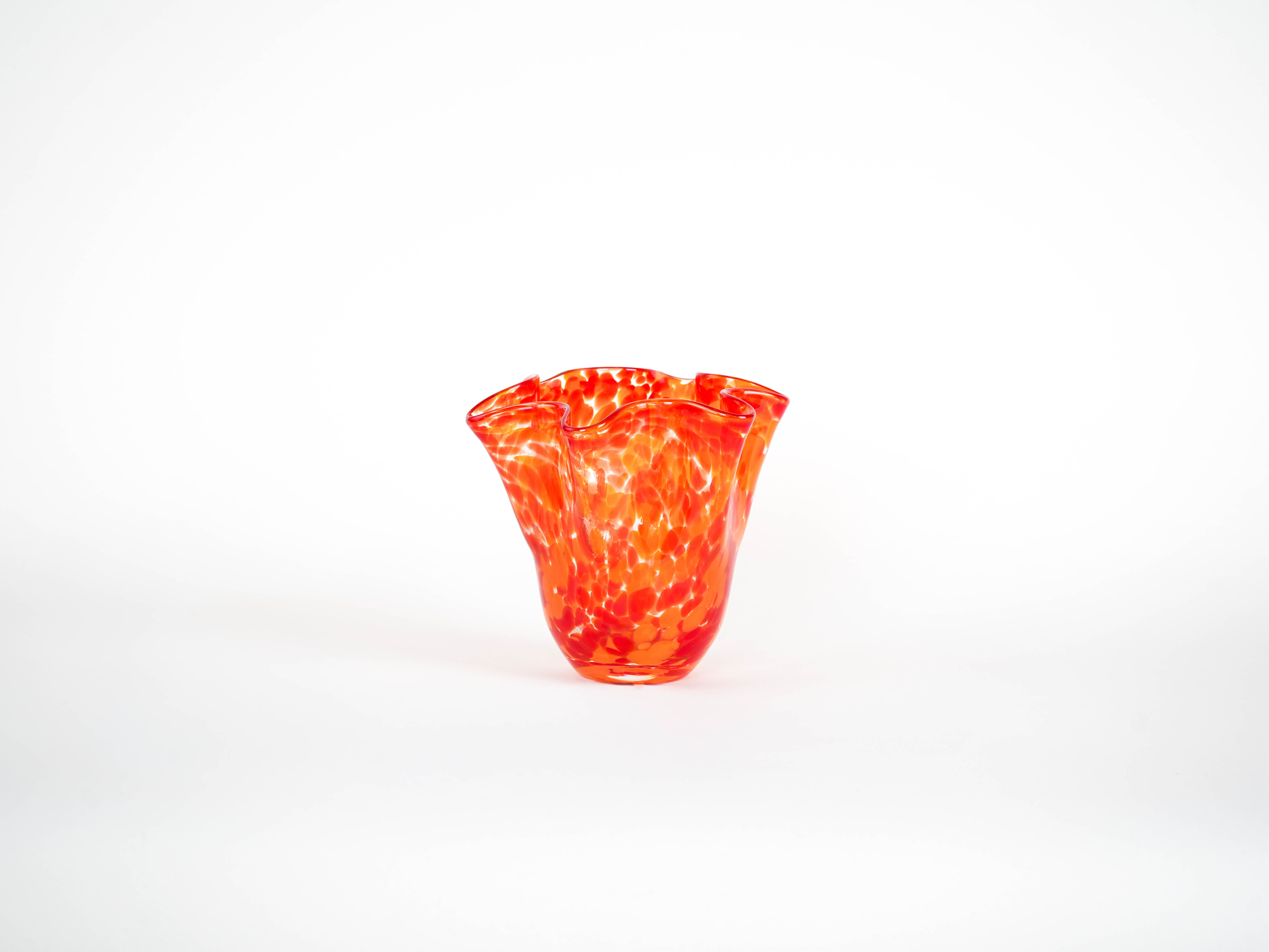 Orange glass vase, Danish design, 1970s, made in Denmark