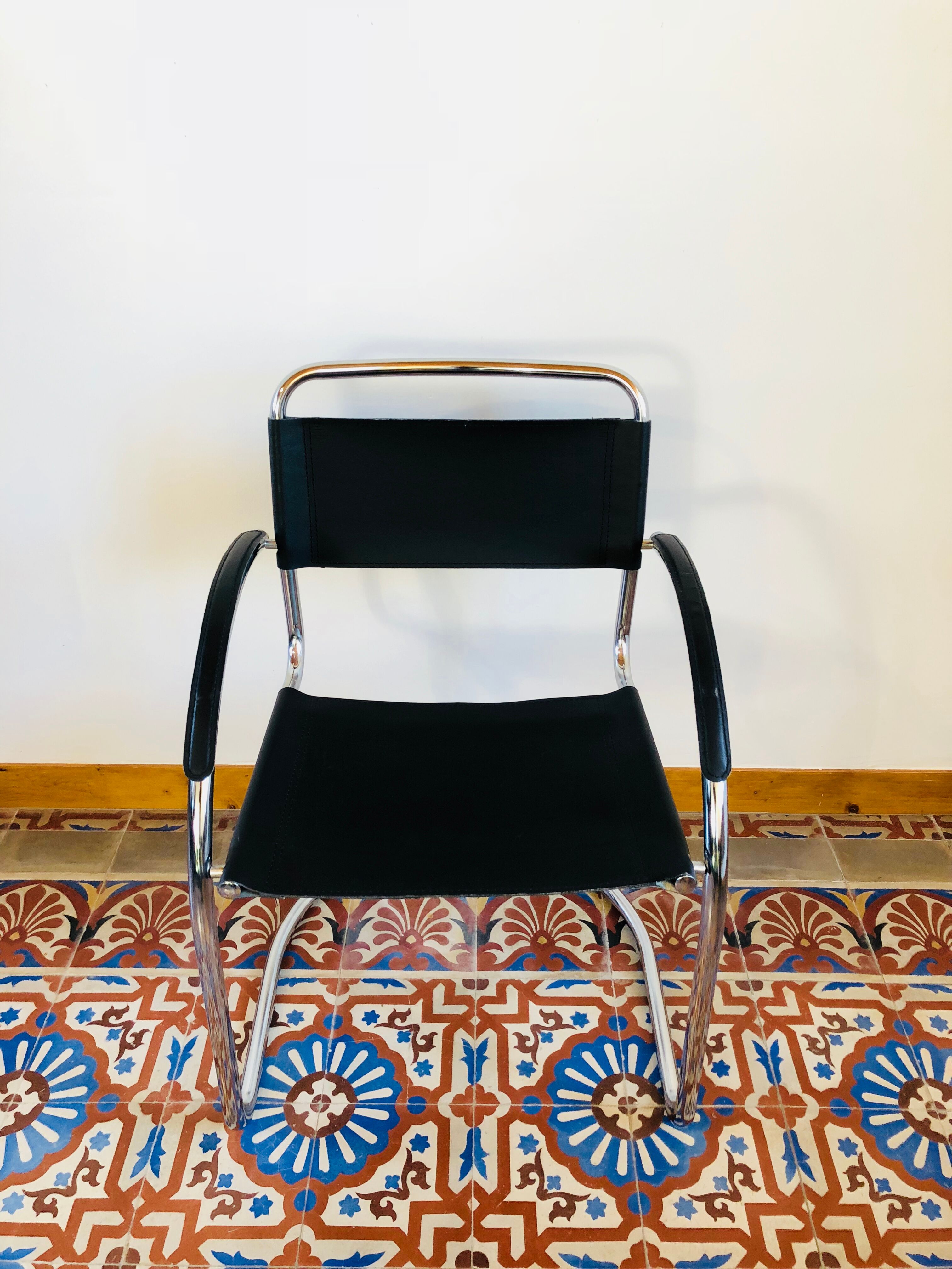 Italian leather and chrome chair