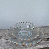 Trio of gold beaded glass dishes