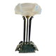 lampe Art Déco fer forgé style Edgar Brandt coupe opalescente Ezan