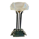 lampe Art Déco fer forgé style Edgar Brandt coupe opalescente Ezan