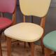 6 vintage chairs from the 50s/60s, wooden structure and skai covering.
