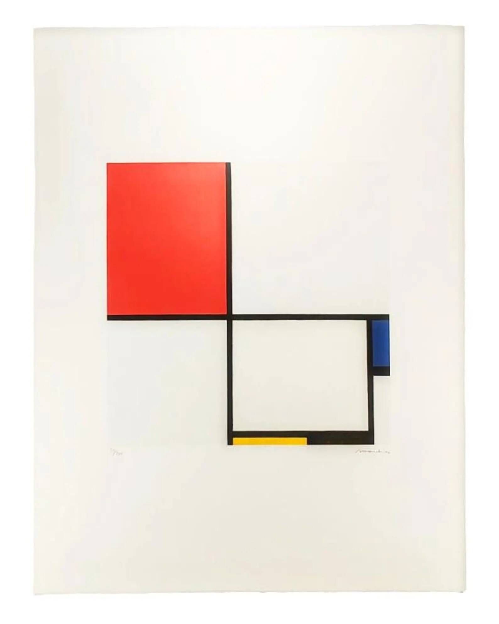1970s Piet Mondrian Limited Edition Lithograph Numbered in Pencil.