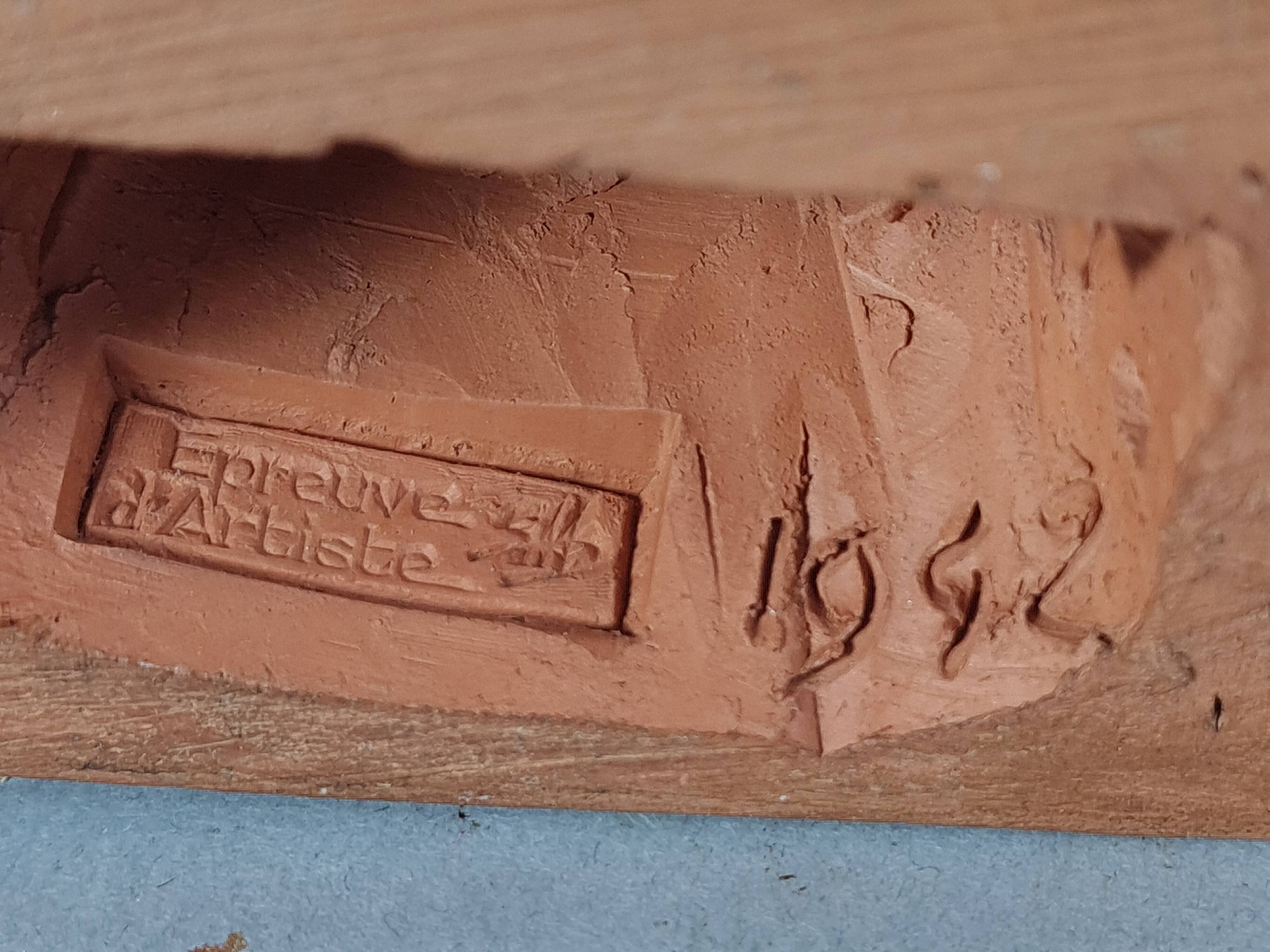 Gaston Hauchecorne bust of young woman terracotta artist's proof dated 1942 Signed 085