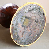 Marble and rosewood round dining table