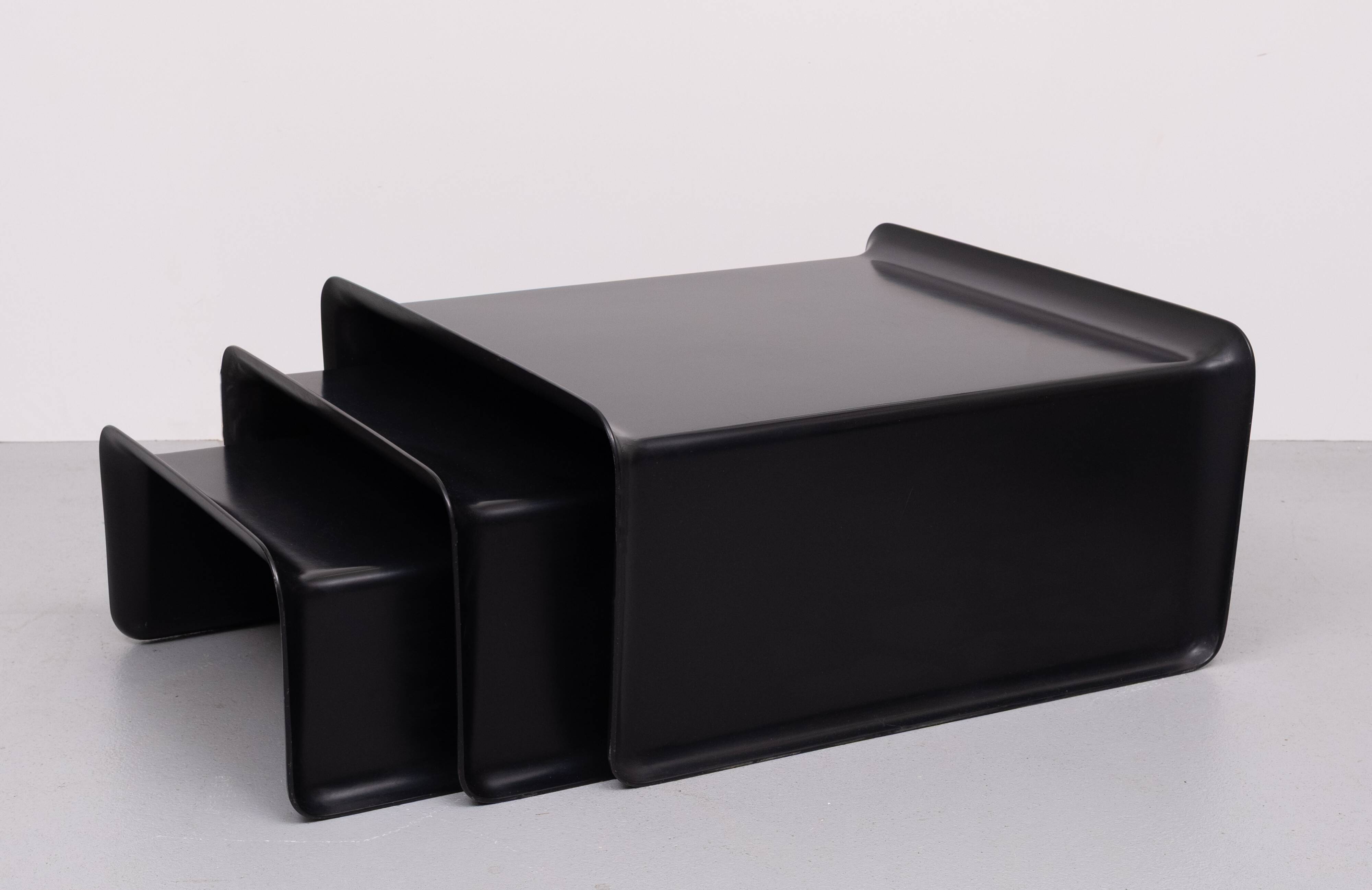 Rosenthal Large Black Fiberglass nesting tables 1970s Germany