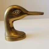 Coat rack wall hook carved brass handle duck head