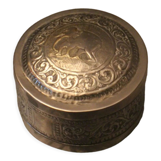 Silver metal box elephant decoration Cambodia Indochina early twentieth century