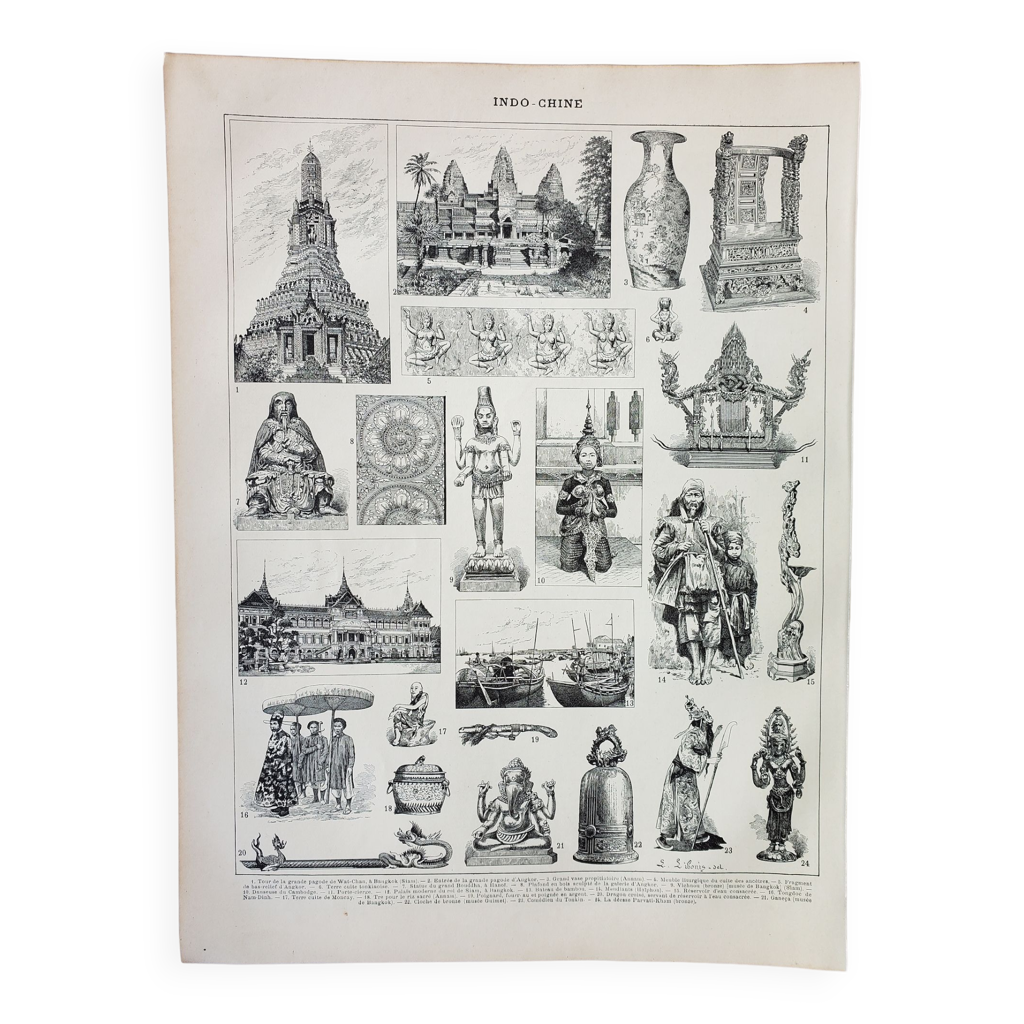 Gravure • Indo-chine, architecture, décoration • Affiche originale et