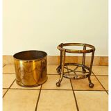 Pot de fleurs vintage en laiton faux bambou Maison Bagues