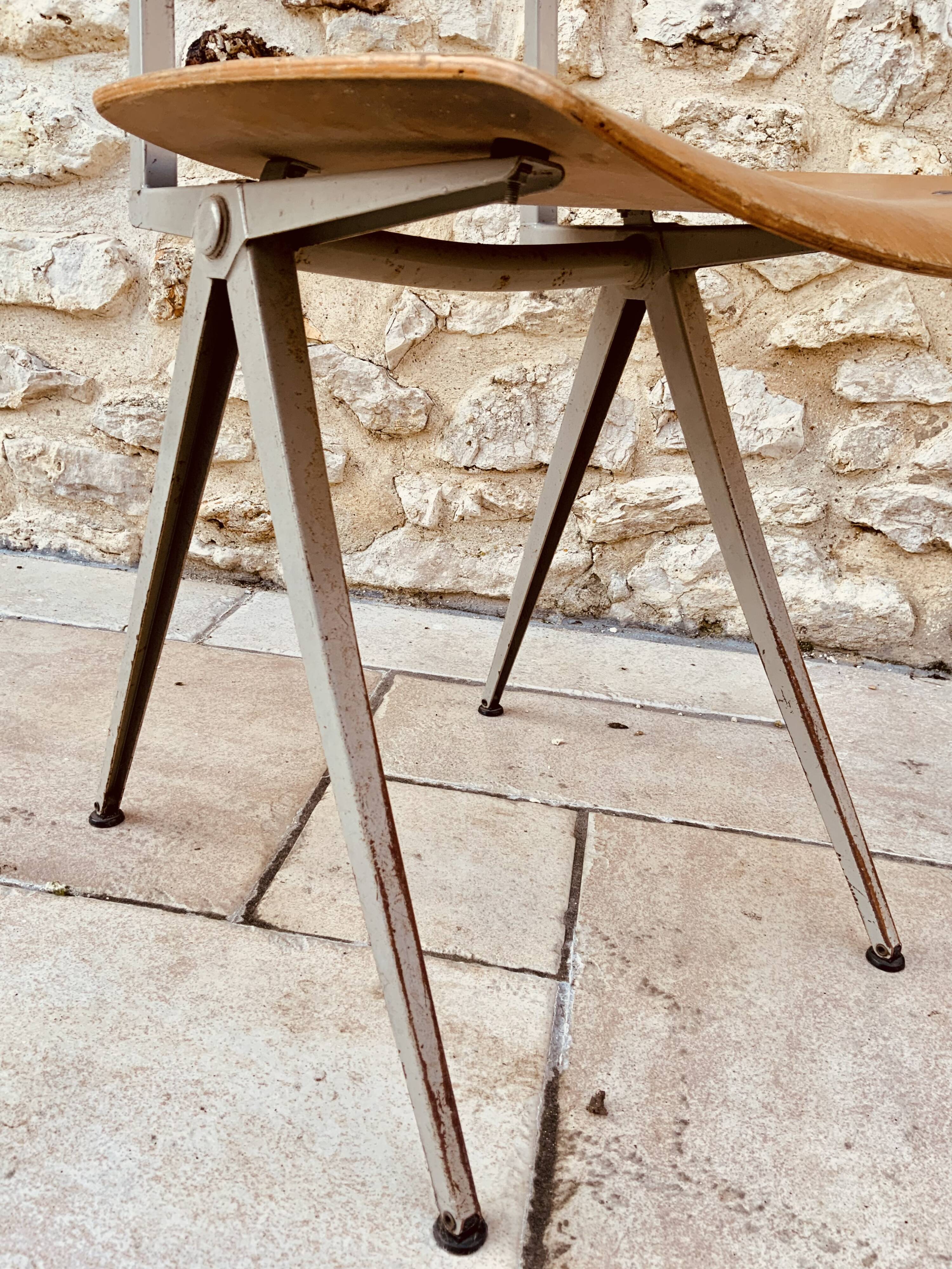 Compass chair in metal and wood 1950s/60s