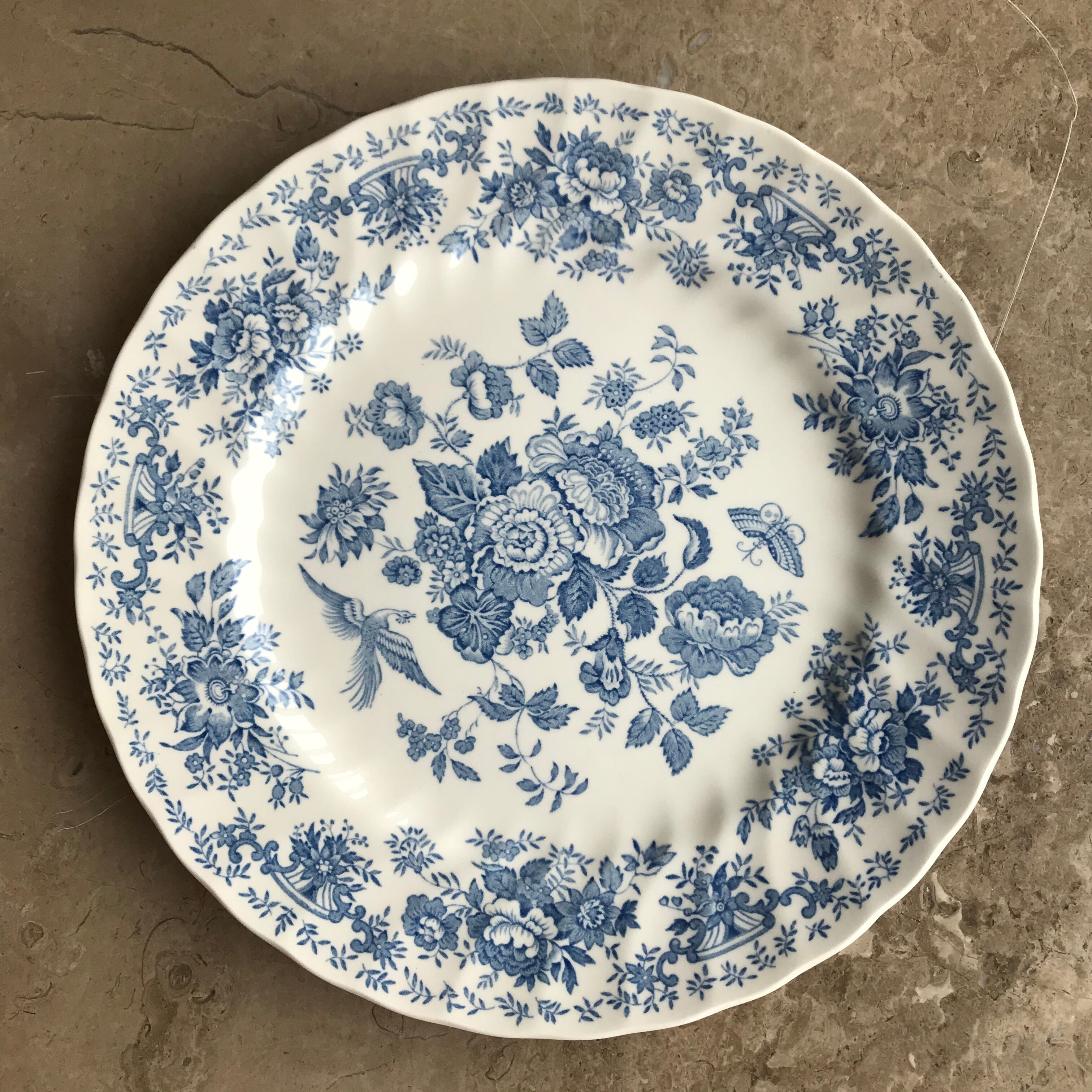 Series of 6 flat plates in English porcelain