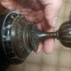 Bronze bowl on marble base