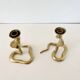 Pair of vintage brass snake candlesticks