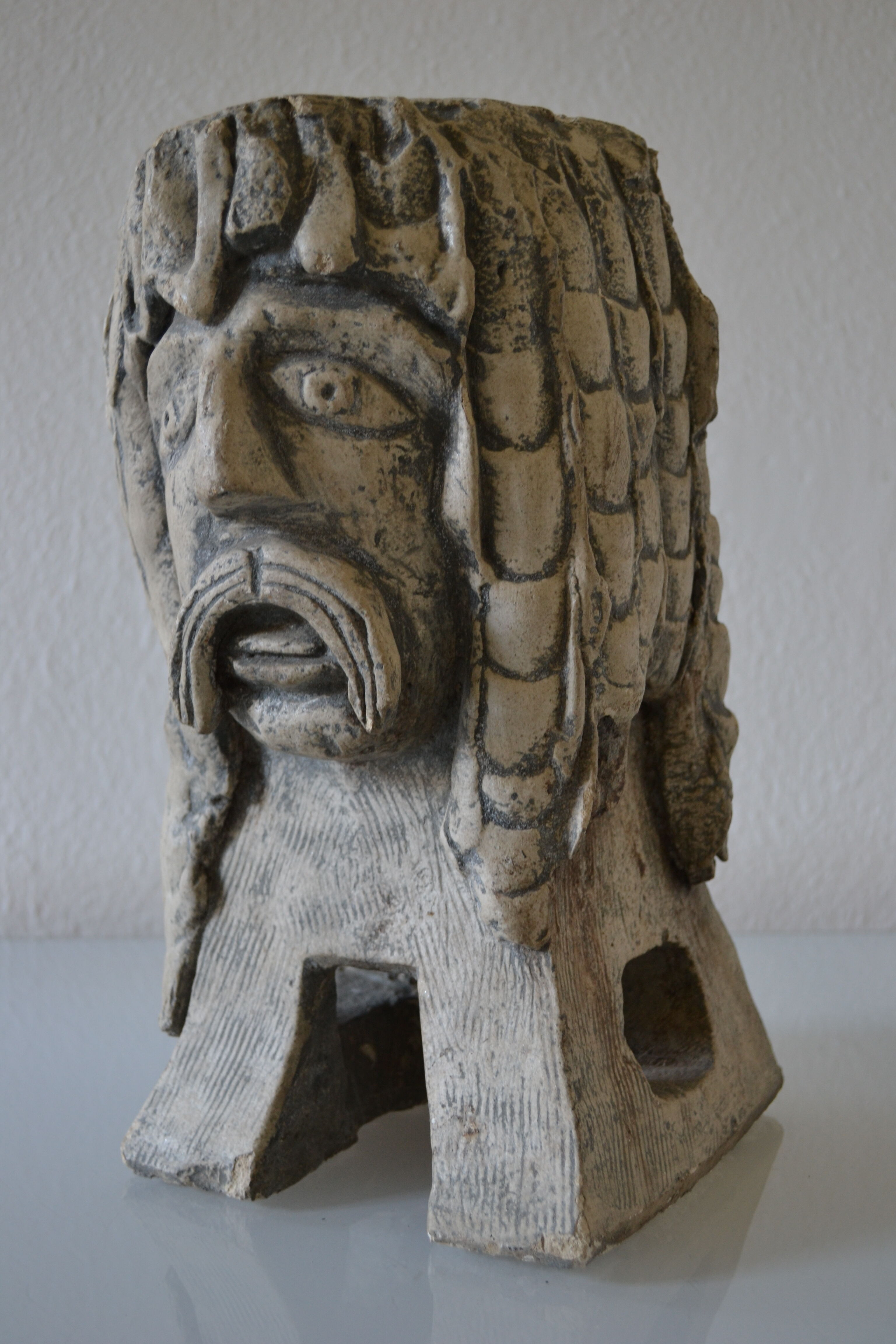 Lamp sculpture gallish head signed Mazoyer 1977