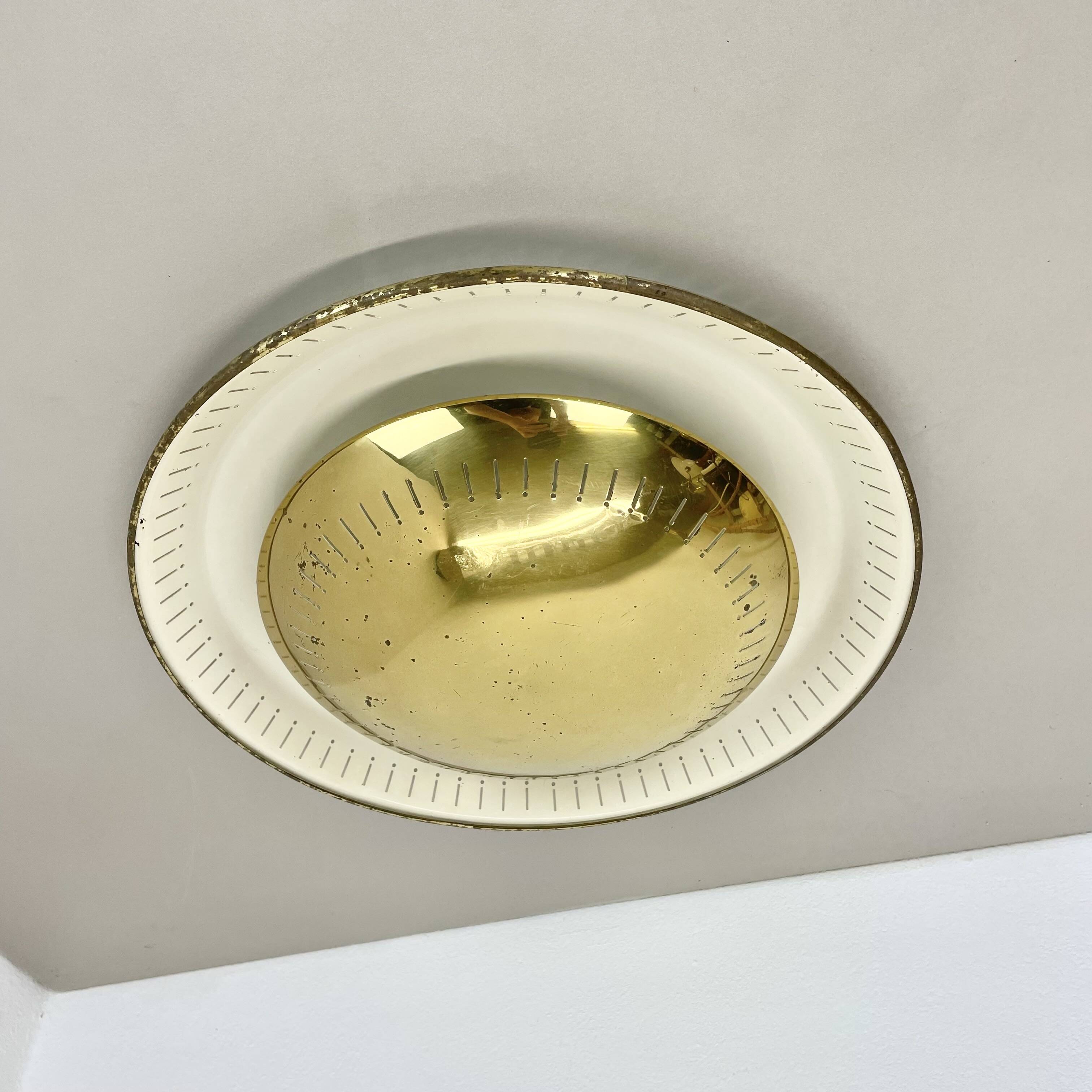 unique 42cm Brass Gino Sarfatti Style Ceiling wall Light Flushmount, Italy