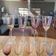 10 coloured glass stemmed glasses