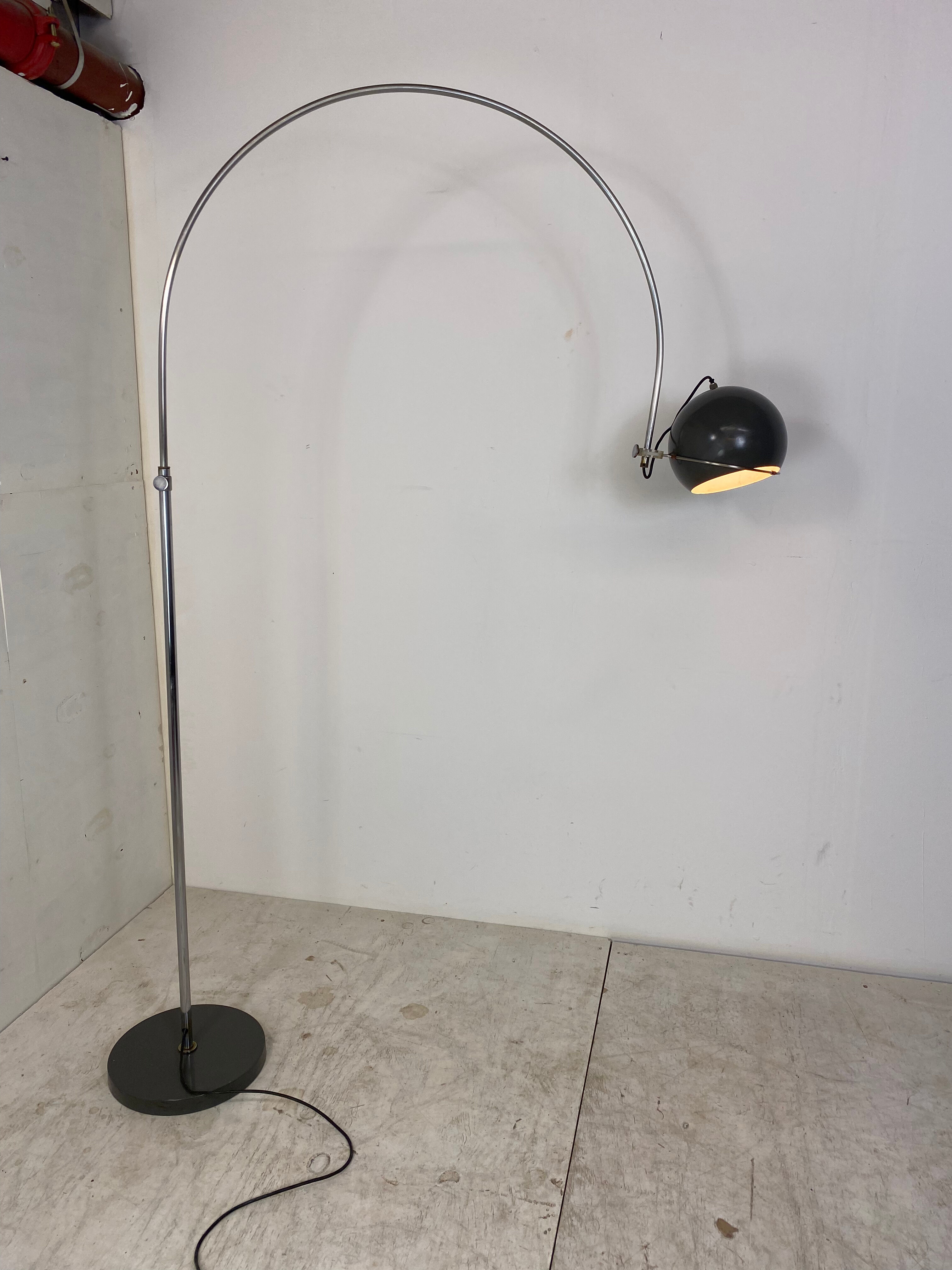Mid-Century Grey Arc Floor Lamp from Gepo, 1960s