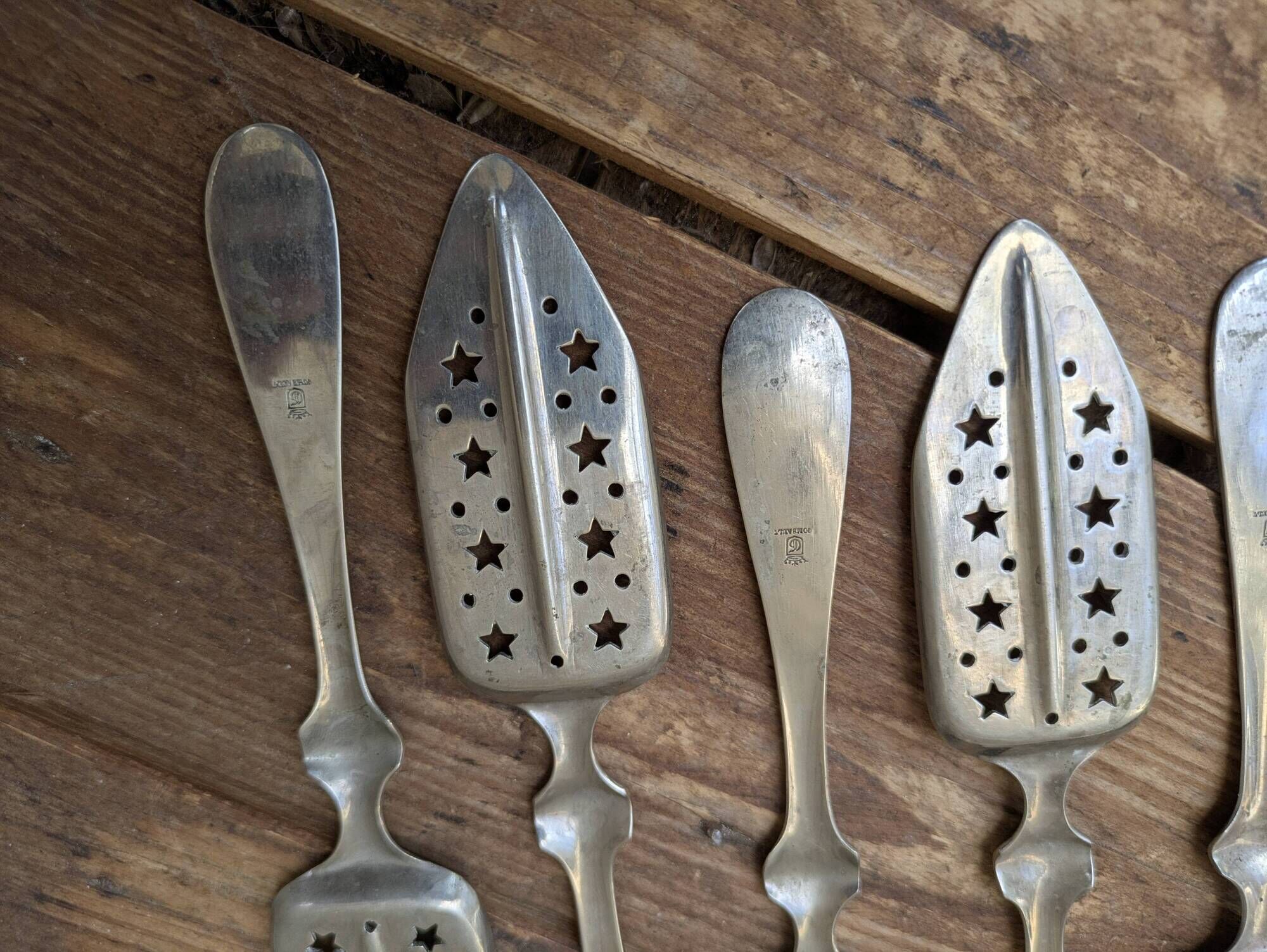 Set of 6 antique absinthe spoons Combault