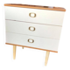 Vintage 1960s white and light wood chest of drawers, 3 drawers, Mid-Century style.